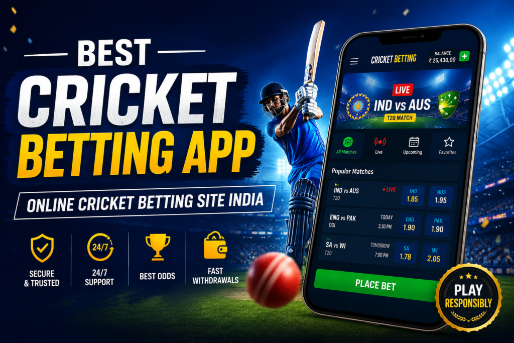 Best cricket betting app interface on mobile with live IPL match odds